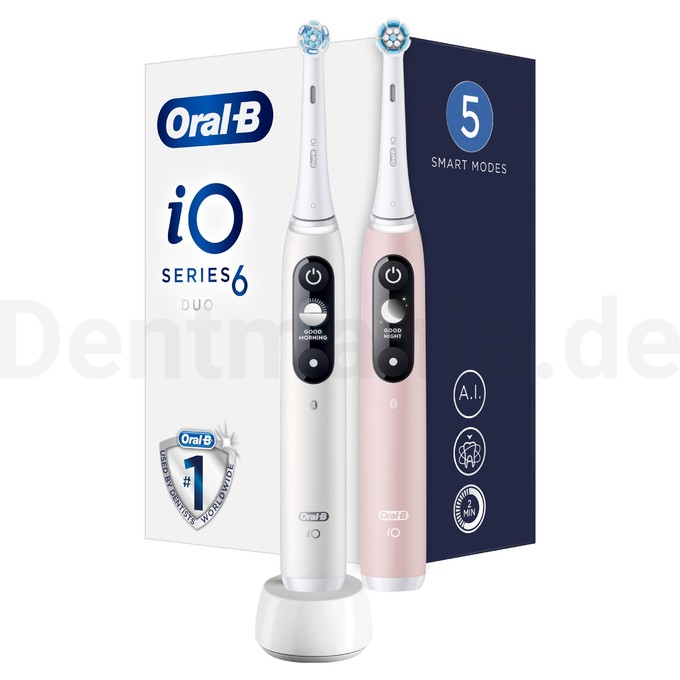 Oral-B iO Series 6 White & Pink Sand Magnetische Zahnbürste 2 St.