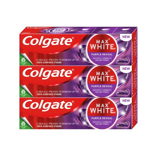 Colgate Max White Purple Reveal Zahnpasta 3x75 ml